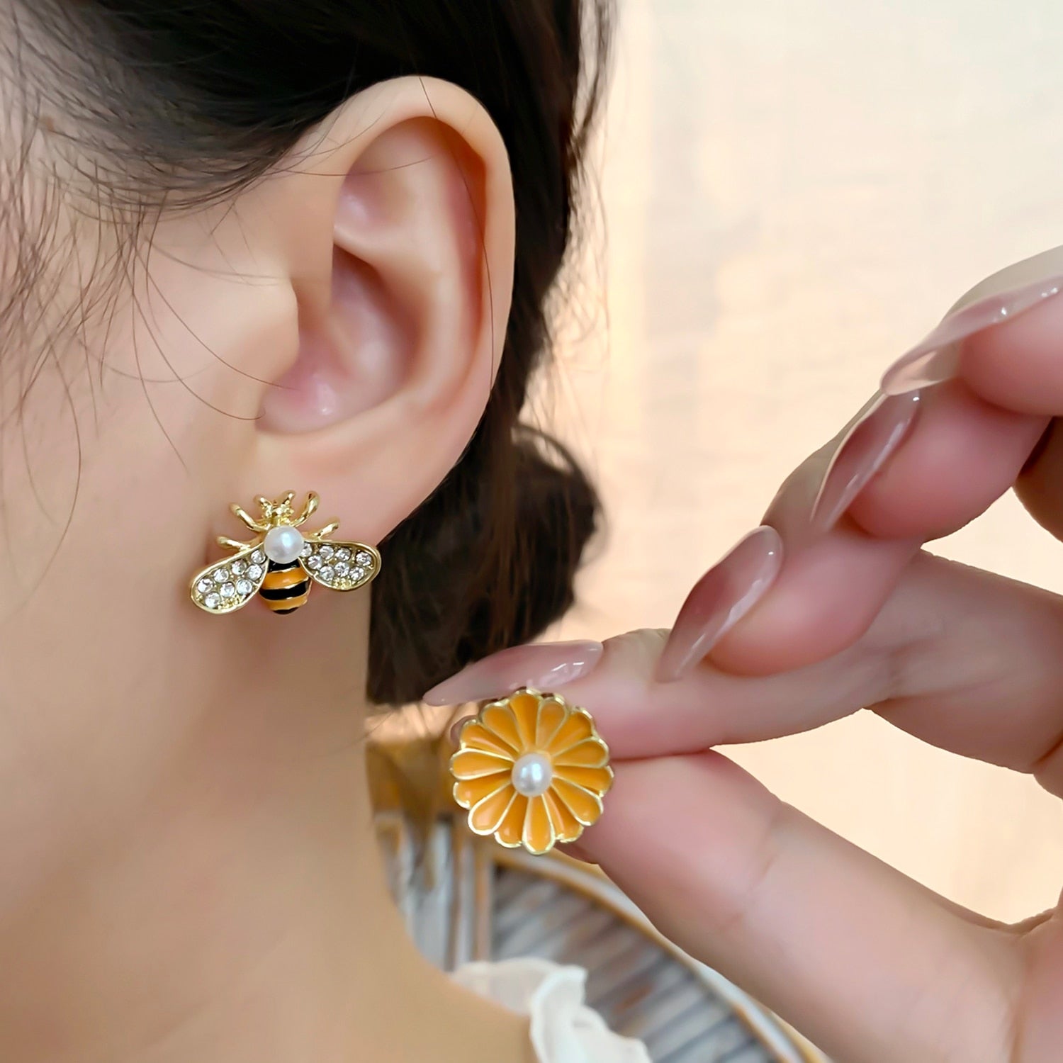 Peris Gems Luxury Pearl Tulip Flower Stud Earrings - Exquisite Zircon Party Earrings SHEIN Amazon Temu