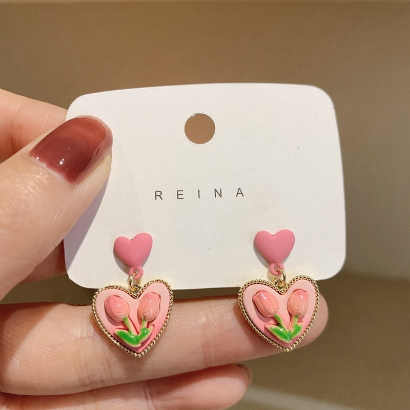 Peris Gems Luxury Pearl Tulip Flower Stud Earrings - Exquisite Zircon Party Earrings SHEIN Amazon Temu