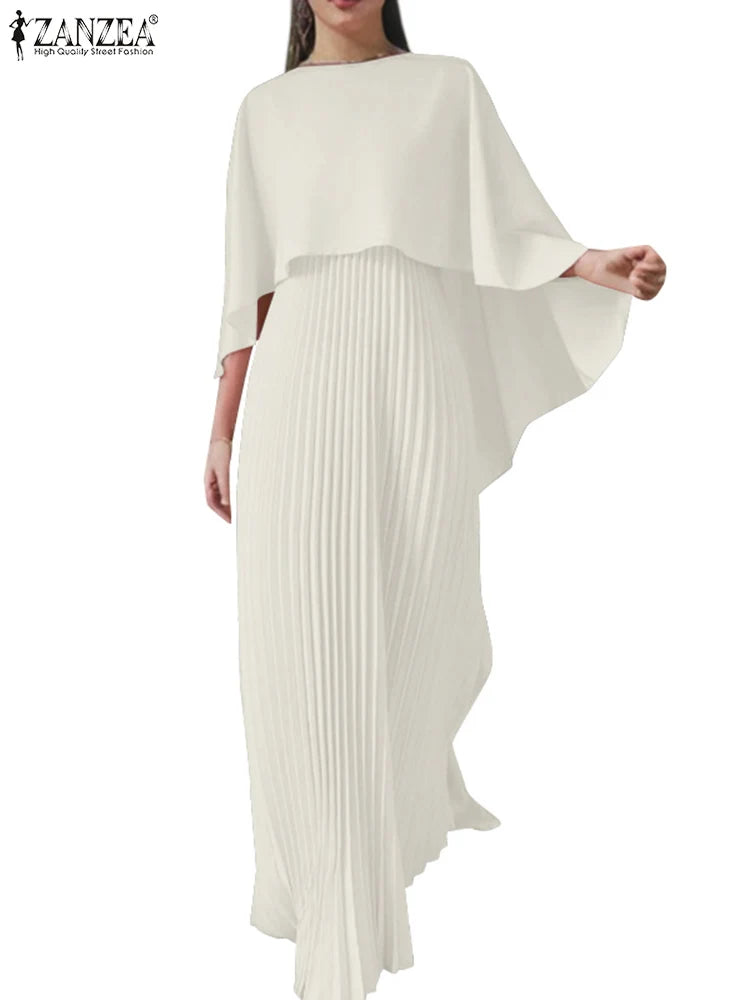 Peris Gems M / Beige Women Solid Party Work Dress Sets ZANZEA Spring Fashion Poncho Blouse Pleated Sundress 2pcs Outfits Elegant Matching Sets 2025 Women Solid Party Work Dress Sets ZANZEA Spring Fashion Poncho Blouse Pleated Sundress 2pcs Outfits Elegant Matching Sets 2025 SHEIN Amazon Temu