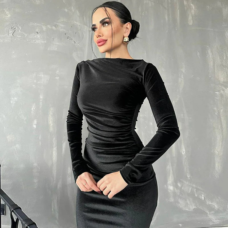 Peris Gems M / black Dulzura 2024 Spring Summer Velvet Long Sleeve Midi Dress For Women Ruched Long Dress Elegant Party Clothes Evening Green Outfits Dulzura 2024 Spring Summer Velvet Long Sleeve Midi Dress For Women Ruched Long Dress Elegant Party Clothes Evening Green Outfits SHEIN Amazon Temu