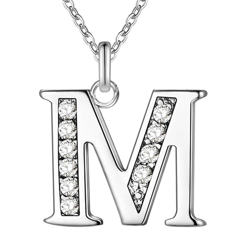 Peris Gems M Initial Letter Silver Diamond Necklaces | Elegant Unisex Initial Necklace SHEIN Amazon Temu