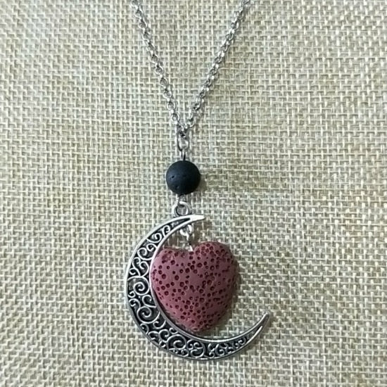 Peris Gems M Lava Stone Moon Necklace Unisex | Silver Crescent Moon SHEIN Amazon Temu