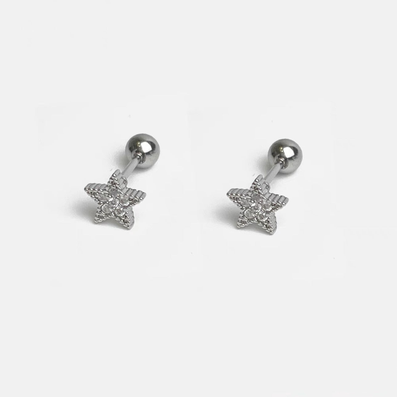 Peris Gems M Silver Double Star Stud Earrings | Women&