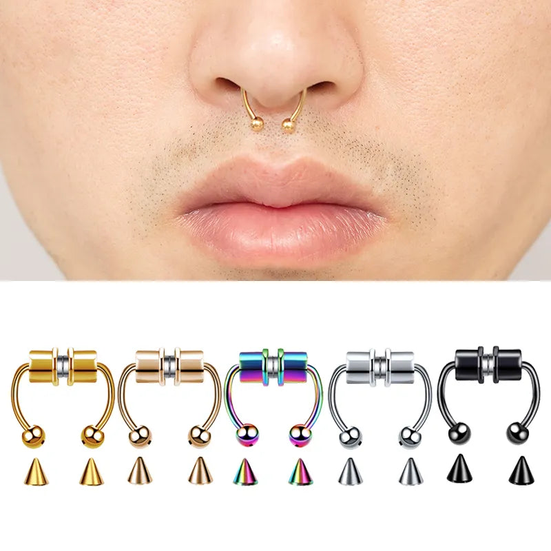 Peris Gems Magnetic Horeshoe Septum Fake Nose Ring Non-Piercing SHEIN Amazon Temu