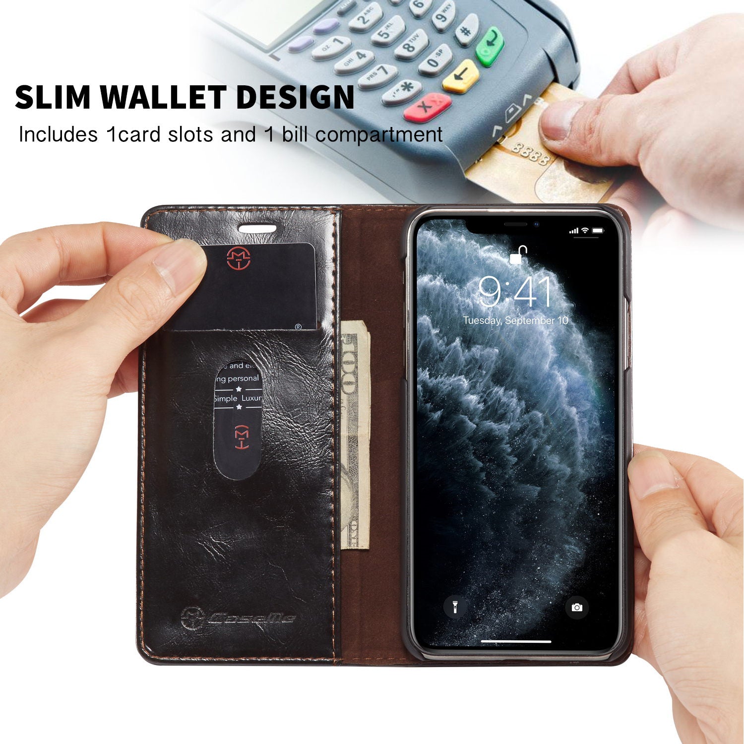 Peris Gems Magnetic Leather Wallet iPhone Cover Case | Card Holder Phone Case Magnetic Leather Wallet iPhone Cover Card Holder Case SHEIN Amazon Temu