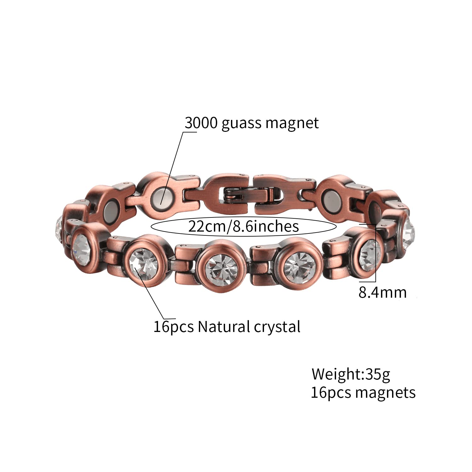 Peris Gems Magnetic Therapy Bangle Bracelet Rose Gold Unisex SHEIN Amazon Temu