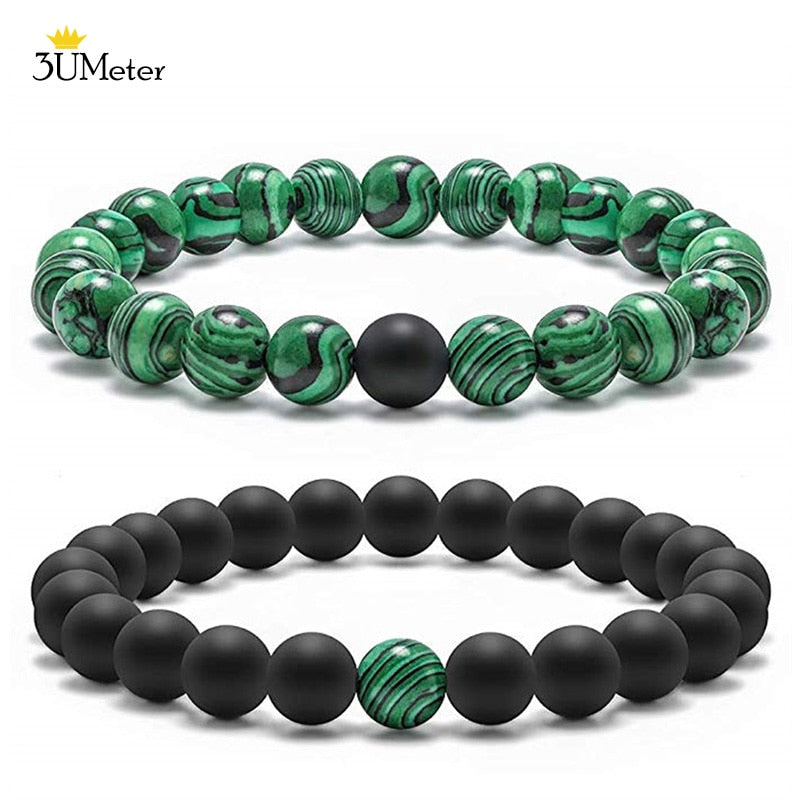 Peris Gems Malachite bracelet-2 Natural Malachite 2pc Stone Bracelets for Couples and Friends Natural Malachite 2pc Stone Bracelets for Couples and Friend SHEIN Amazon Temu
