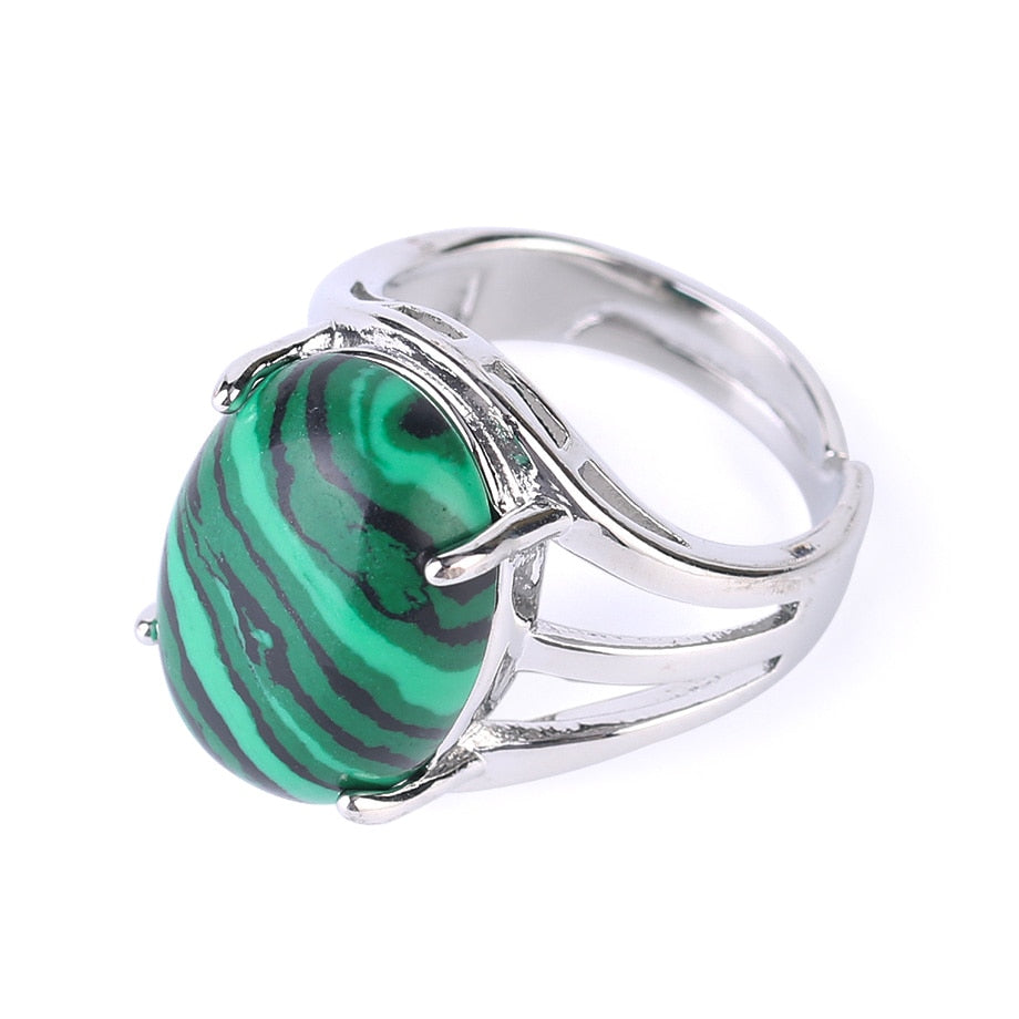 Peris Gems Malachite Oval Rieke Egg Shaped Natural Stone Adjustable Rings for Women Oval Rieke Egg Shaped Natural Stone Adjustable Rings Women SHEIN Amazon Temu
