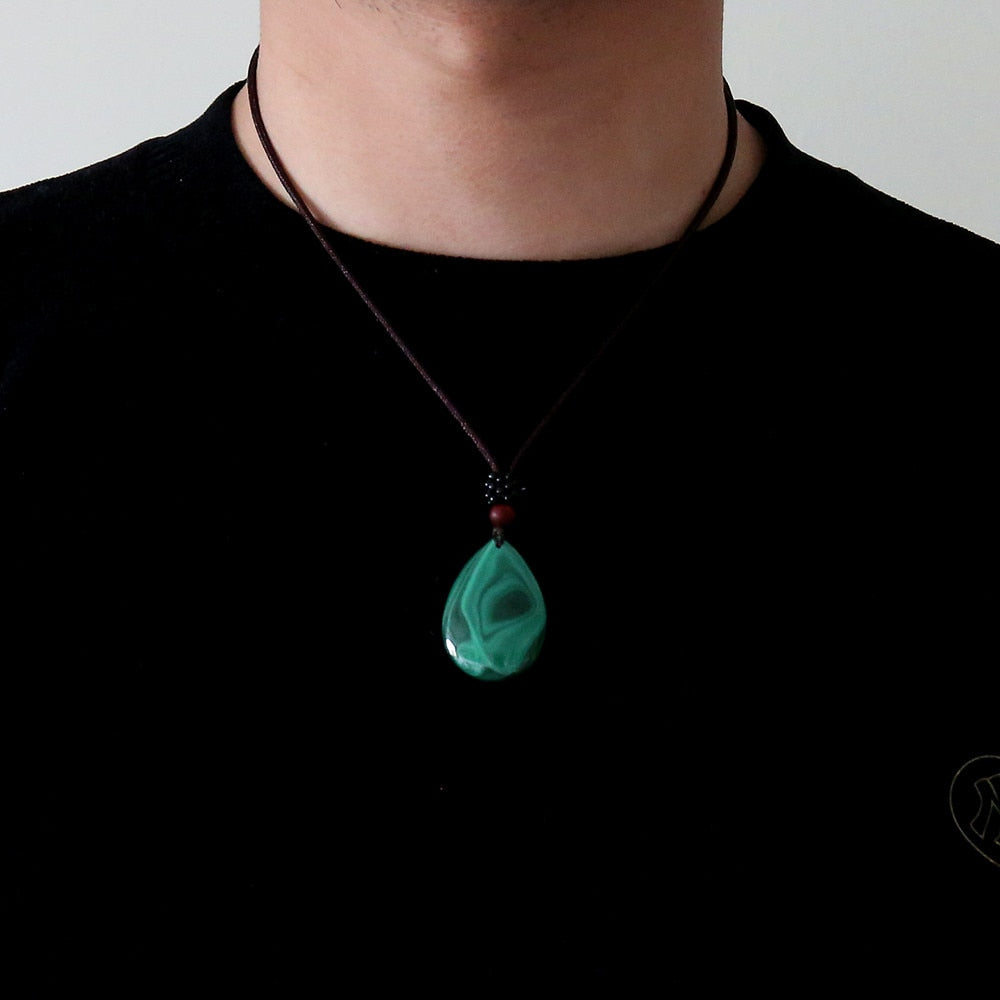 Peris Gems Malachite Waterdrop Pendant Necklace | Green Necklace SHEIN Amazon Temu