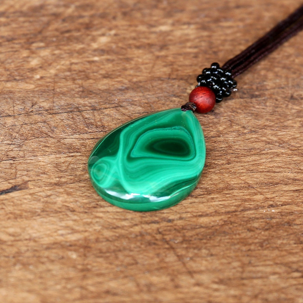 Peris Gems Malachite Waterdrop Pendant Necklace | Green Necklace SHEIN Amazon Temu