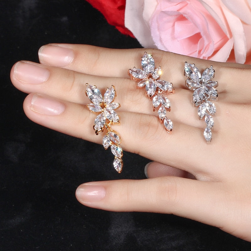 Peris Gems Marquise Cut Diamond Flower Cluster Tassel Earrings for Women Marquise Cut Diamond Flower Cluster Tassel Earring for Women SHEIN Amazon Temu