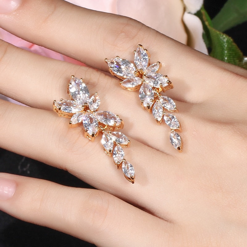 Peris Gems Marquise Cut Diamond Flower Cluster Tassel Earrings for Women Marquise Cut Diamond Flower Cluster Tassel Earring for Women SHEIN Amazon Temu