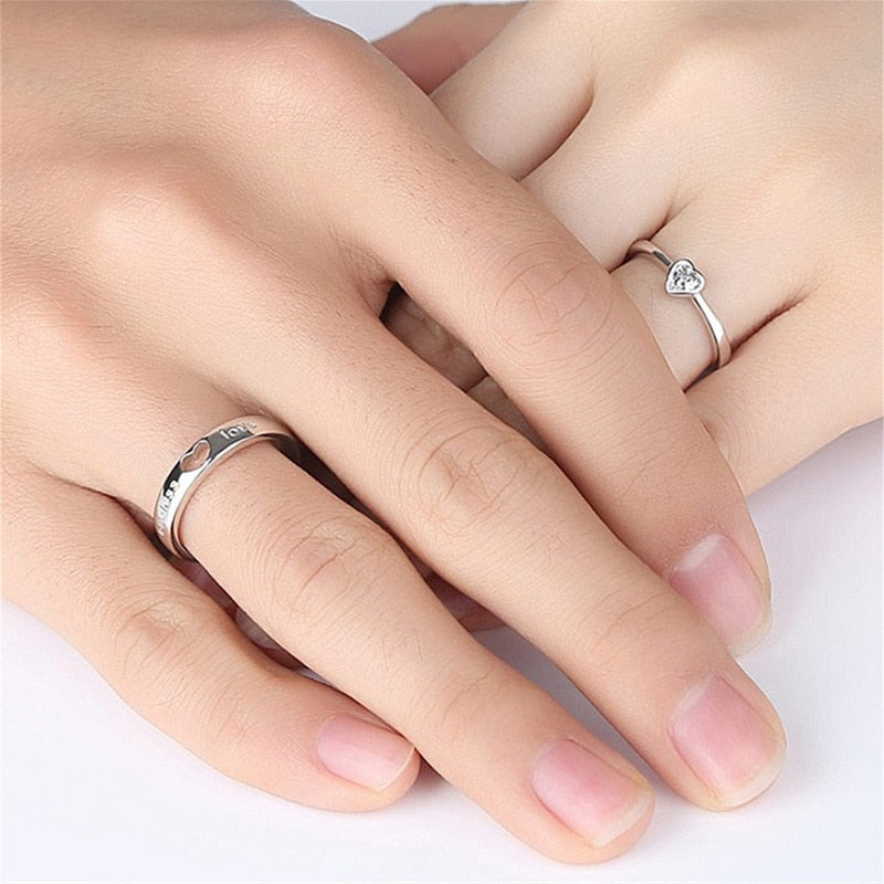Peris Gems Matching Heart Couple Rings Set | Forever Endless Love Wedding Jewelry SHEIN Amazon Temu