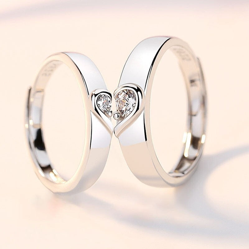 Peris Gems Matching Hearts Matching Heart Couple Rings Set | Forever Endless Love Wedding Jewelry SHEIN Amazon Temu