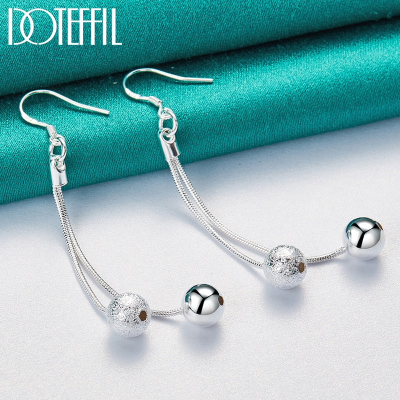 Peris Gems Matte Beads Long Drop Earrings for Women | Sterling Silver Round Tassel Earrings for Women SHEIN Amazon Temu