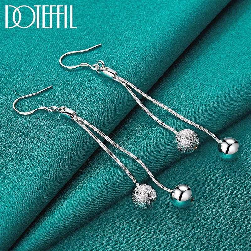 Peris Gems Matte Beads Long Drop Earrings for Women | Sterling Silver Round Tassel Earrings for Women SHEIN Amazon Temu