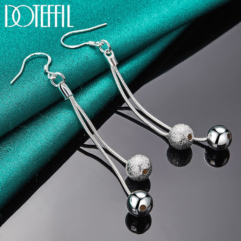 Peris Gems Matte Beads Long Drop Earrings for Women | Sterling Silver Round Tassel Earrings for Women SHEIN Amazon Temu
