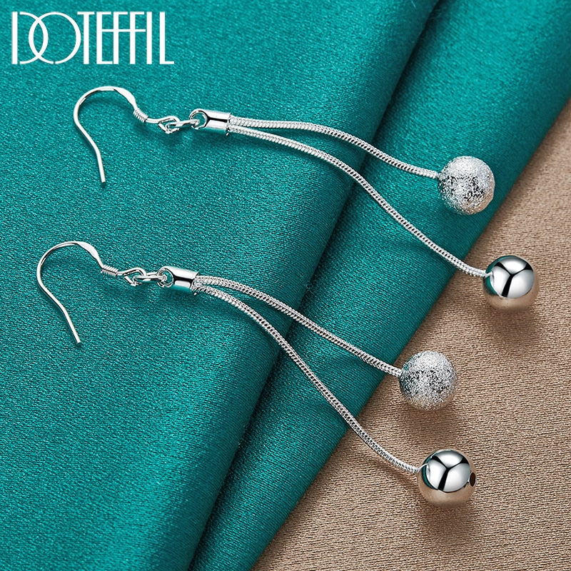 Peris Gems Matte Beads Long Drop Earrings for Women | Sterling Silver Round Tassel Earrings for Women SHEIN Amazon Temu
