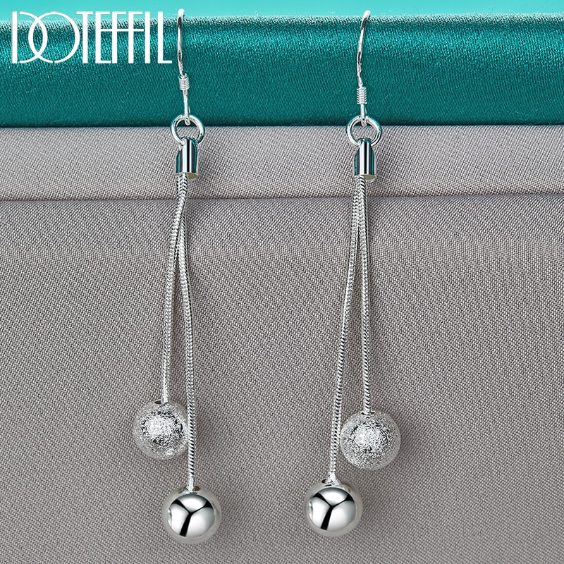 Peris Gems Matte Beads Long Drop Earrings for Women | Sterling Silver Round Tassel Earrings for Women SHEIN Amazon Temu