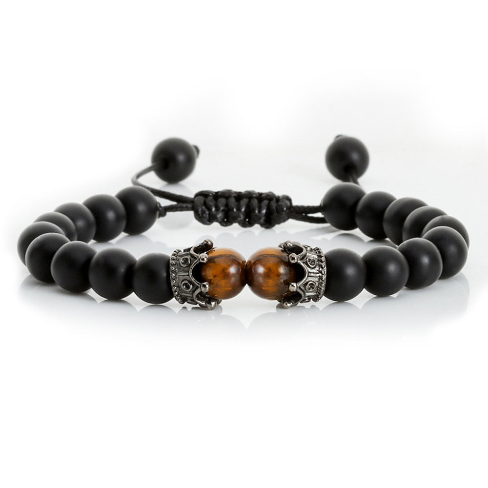 Peris Gems Matte Tiger Eye Black Lava Stone Bracelets | Braided Charm Beads Bracelet SHEIN Amazon Temu