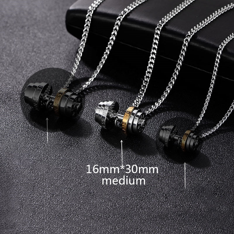 Peris Gems Medium gold / 50cm Barbell Dumbbell Necklace for Men | Stainless Steel Gym Jewelry Barbell Dumbbell Necklace for Men | Stainless Gym Jewelry SHEIN Amazon Temu