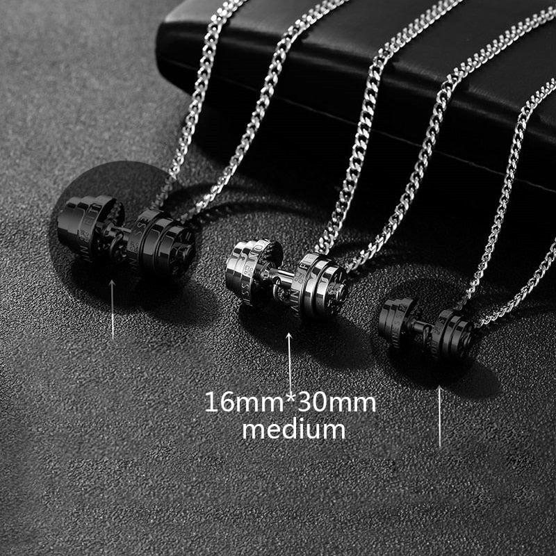 Peris Gems Medium steel / 50cm Barbell Dumbbell Necklace for Men | Stainless Steel Gym Jewelry Barbell Dumbbell Necklace for Men | Stainless Gym Jewelry SHEIN Amazon Temu