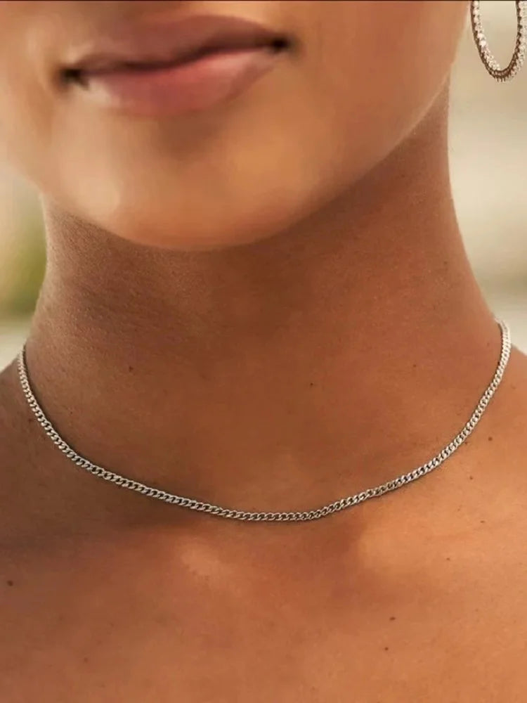 Peris Gems Men Stainless Steel Basic Chain Necklace Titanium Steel Jewelry Cuban Chain For Women Men Stainless Steel Basic Chain Necklace Titanium Steel Jewelry Cuban Chain For Women SHEIN Amazon Temu
