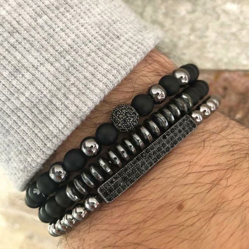 Peris Gems Micro Pave CZ 8mm Disco Ball Bracelet Unisex | 3pc Black Bracelet Charm Set SHEIN Amazon Temu