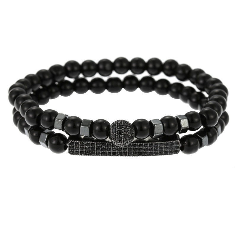 Peris Gems Micro Pave CZ 8mm Disco Ball Bracelet Unisex | 3pc Black Bracelet Charm Set SHEIN Amazon Temu