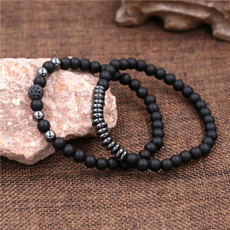 Peris Gems Micro Pave CZ 8mm Disco Ball Bracelet Unisex | 3pc Black Bracelet Charm Set SHEIN Amazon Temu