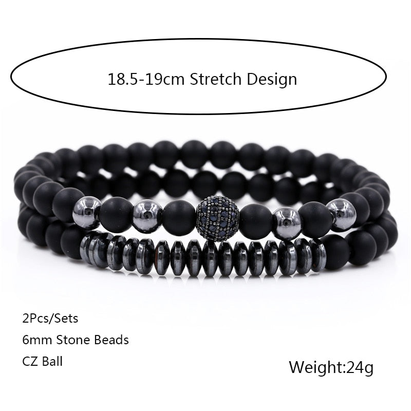 Peris Gems Micro Pave CZ 8mm Disco Ball Bracelet Unisex | 3pc Black Bracelet Charm Set SHEIN Amazon Temu