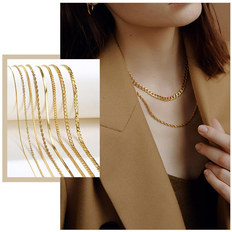 Peris Gems Minimalist Gold Choker Necklaces for Women | Stainless-Steel Cuban Snake Necklaces for Women SHEIN Amazon Temu