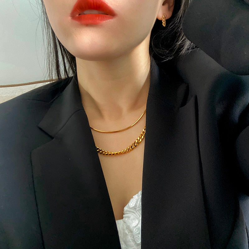 Peris Gems Minimalist Gold Choker Necklaces for Women | Stainless-Steel Cuban Snake Necklaces for Women SHEIN Amazon Temu