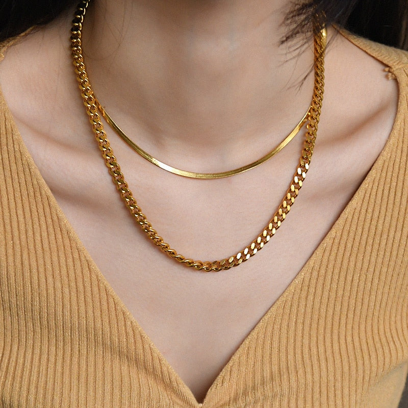 Peris Gems Minimalist Gold Choker Necklaces for Women | Stainless-Steel Cuban Snake Necklaces for Women SHEIN Amazon Temu