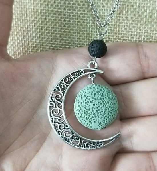 Peris Gems mint Lava Stone Moon Necklace Unisex | Silver Crescent Moon SHEIN Amazon Temu