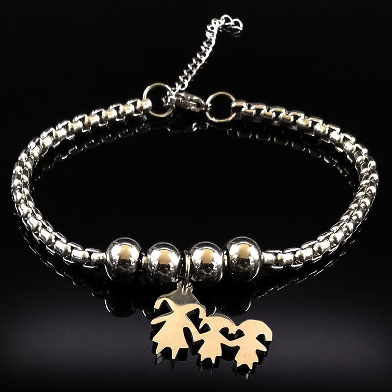 Peris Gems mom 2 girl Mother Daughter Stainless Steel Bracelet for Women SHEIN Amazon Temu