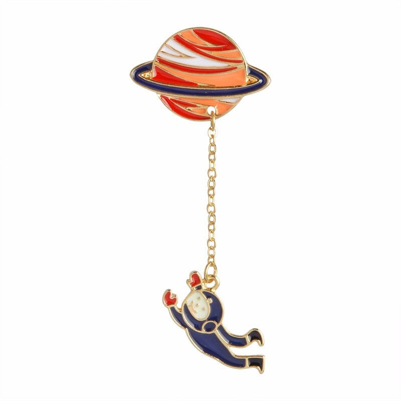 Peris Gems moon and astronaut Enamel Celestial Astronaut Planet Brooch Badges Unisex SHEIN Amazon Temu