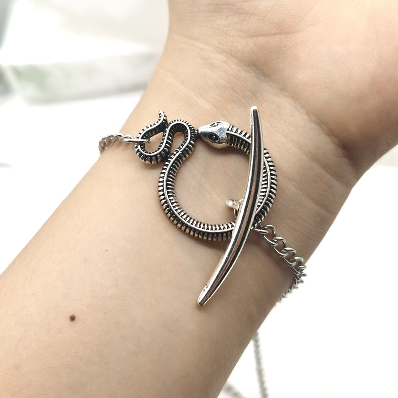 Peris Gems Moon and Snake Bracelet Unisex | Silver Burnished Pagan Half Moon Moon and Snake Bracelet Unisex | Silver Burnished Half Moon SHEIN Amazon Temu