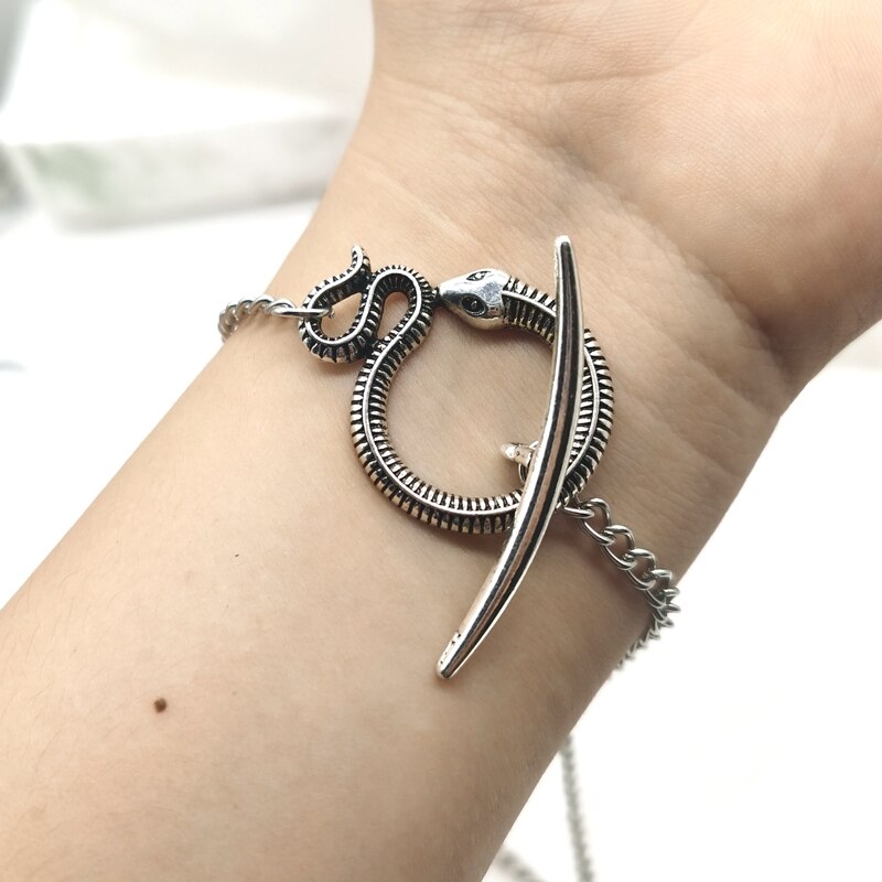 Peris Gems Moon and Snake Bracelet Unisex | Silver Burnished Pagan Half Moon Moon and Snake Bracelet Unisex | Silver Burnished Half Moon SHEIN Amazon Temu