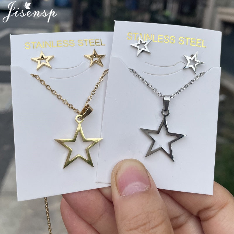 Peris Gems Moon and Star Stainless Steel Pendent Necklaces | Crescent Moon Earrings and Necklace Set SHEIN Amazon Temu