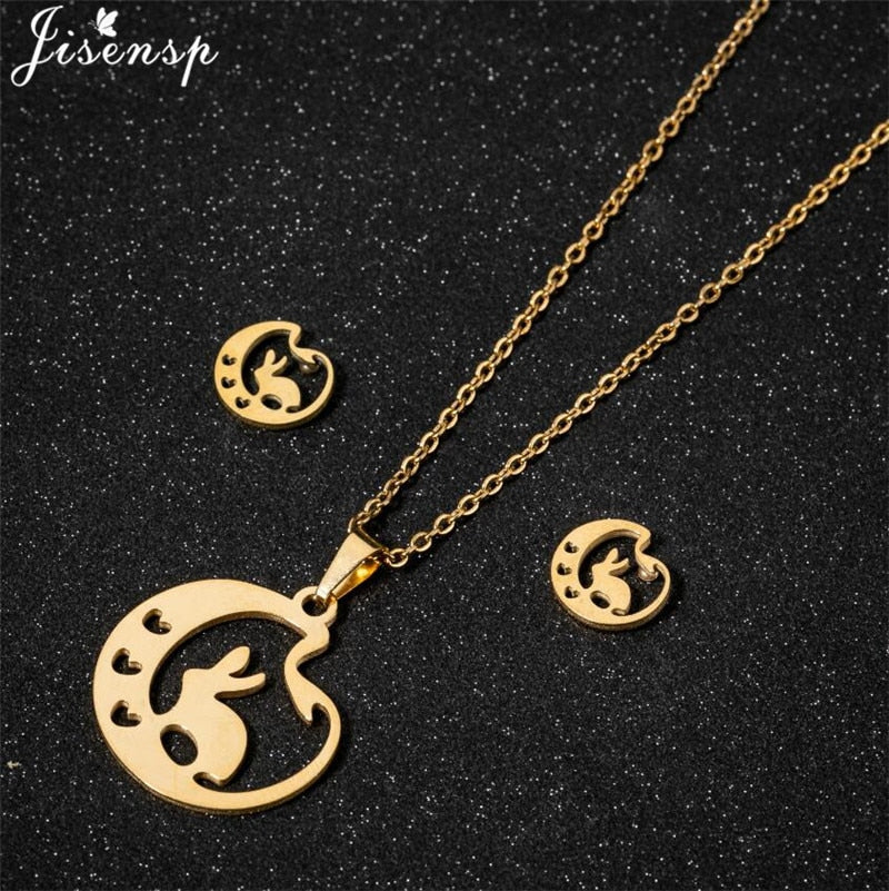 Peris Gems Moon and Star Stainless Steel Pendent Necklaces | Crescent Moon Earrings and Necklace Set SHEIN Amazon Temu