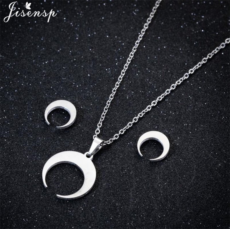 Peris Gems Moon and Star Stainless Steel Pendent Necklaces | Crescent Moon Earrings and Necklace Set SHEIN Amazon Temu
