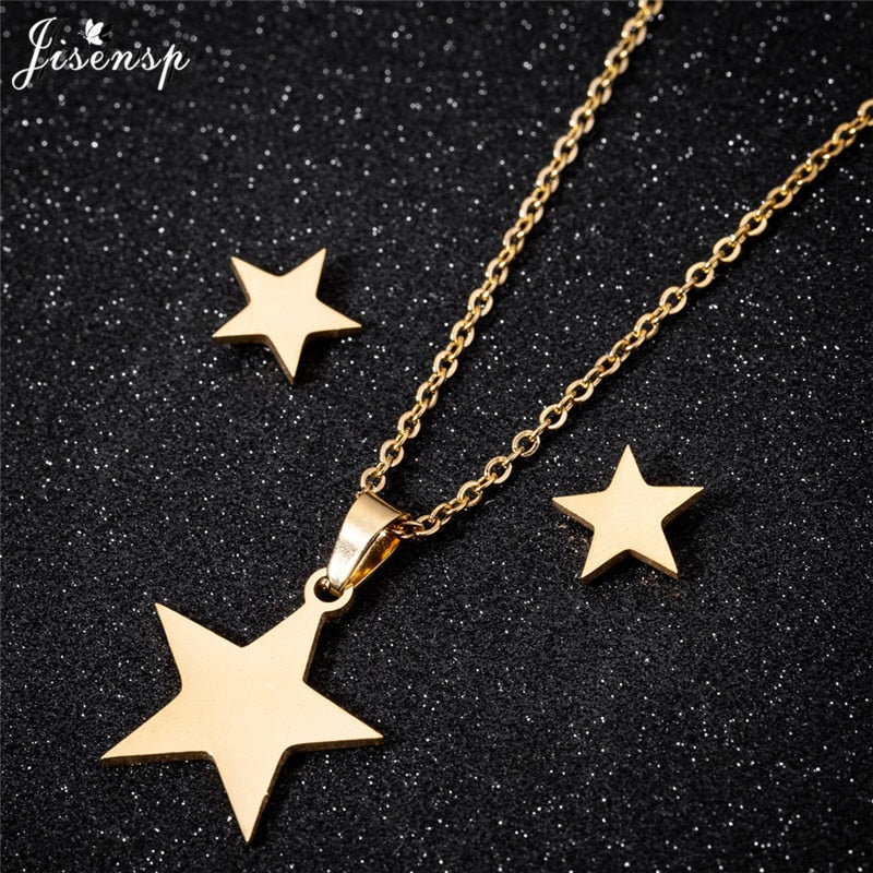 Peris Gems Moon and Star Stainless Steel Pendent Necklaces | Crescent Moon Earrings and Necklace Set SHEIN Amazon Temu