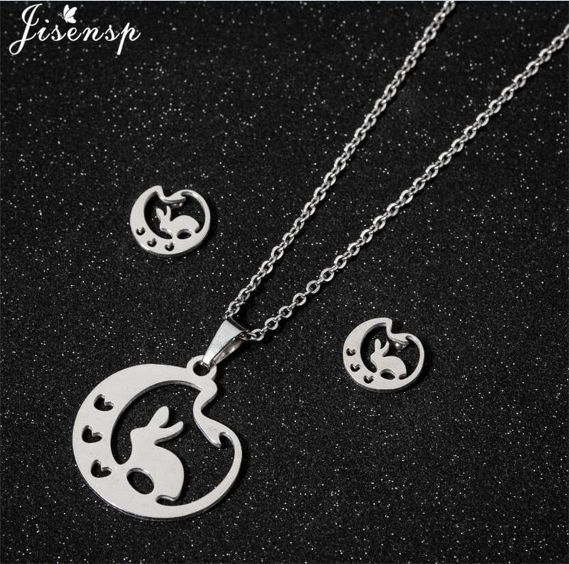 Peris Gems Moon and Star Stainless Steel Pendent Necklaces | Crescent Moon Earrings and Necklace Set SHEIN Amazon Temu