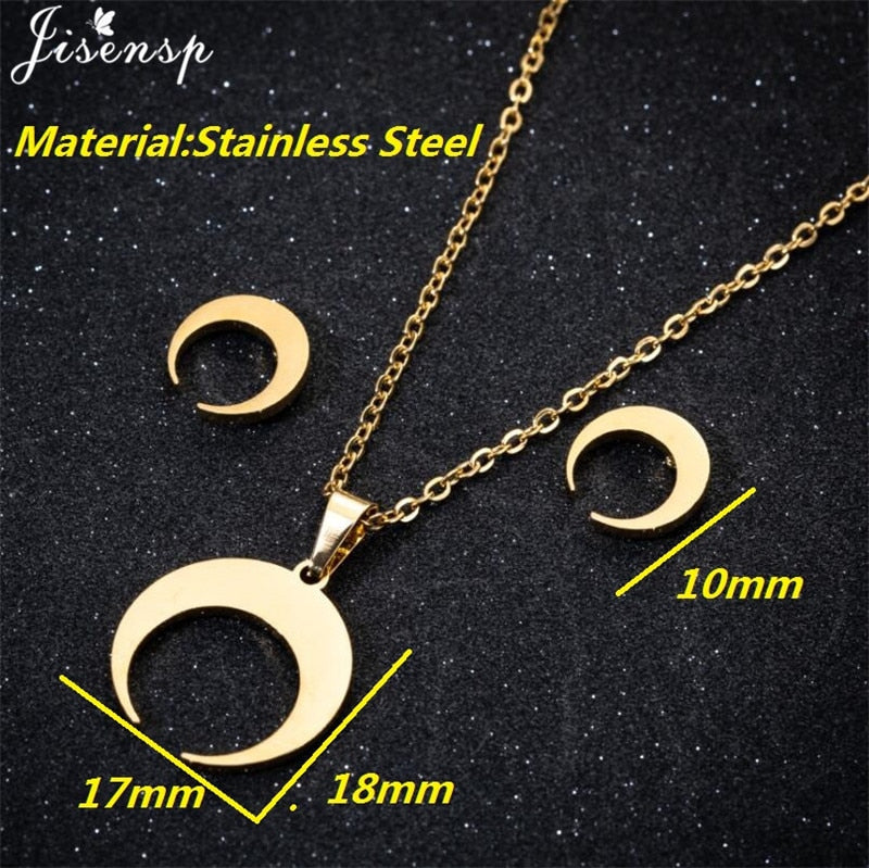 Peris Gems Moon and Star Stainless Steel Pendent Necklaces | Crescent Moon Earrings and Necklace Set SHEIN Amazon Temu