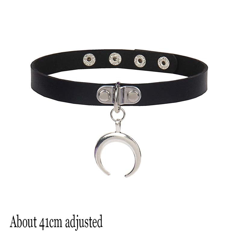 Peris Gems Moon Gothic Harajuku PU Leather Collar Choker Necklaces for Women SHEIN Amazon Temu