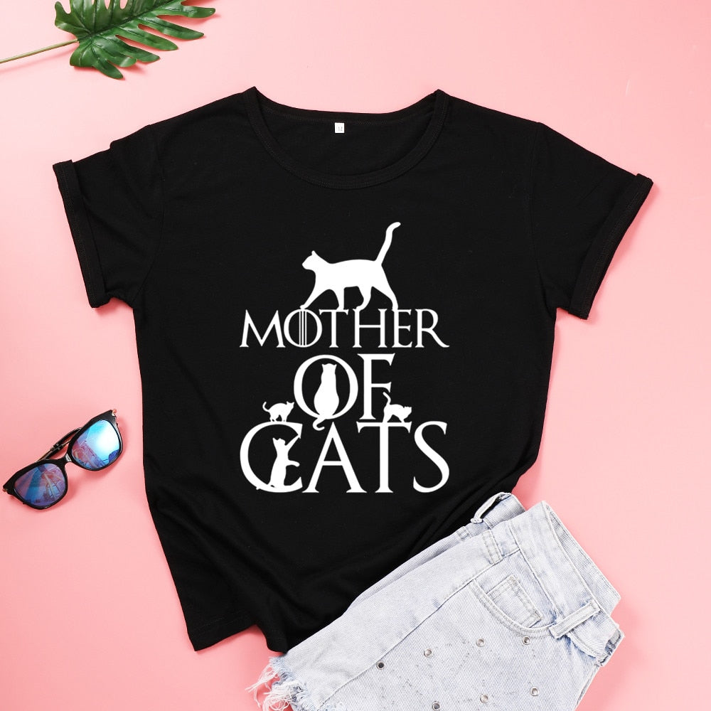 Peris Gems Mother of Cats T-Shirts for Women | Cotton Cat Mom O-Neck Tees Mother of Cats T-Shirts for Women Cotton Cat Mom O-Neck Tees SHEIN Amazon Temu