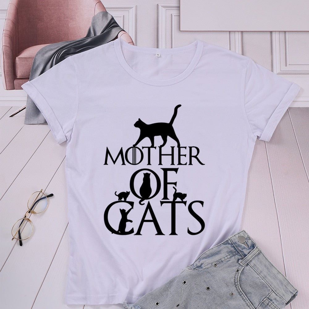 Peris Gems Mother of Cats T-Shirts for Women | Cotton Cat Mom O-Neck Tees Mother of Cats T-Shirts for Women Cotton Cat Mom O-Neck Tees SHEIN Amazon Temu