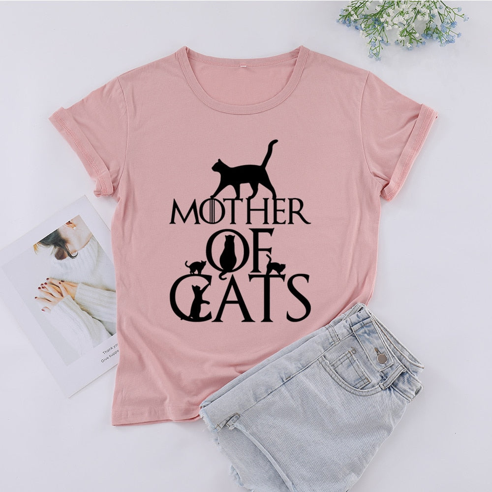 Peris Gems Mother of Cats T-Shirts for Women | Cotton Cat Mom O-Neck Tees Mother of Cats T-Shirts for Women Cotton Cat Mom O-Neck Tees SHEIN Amazon Temu