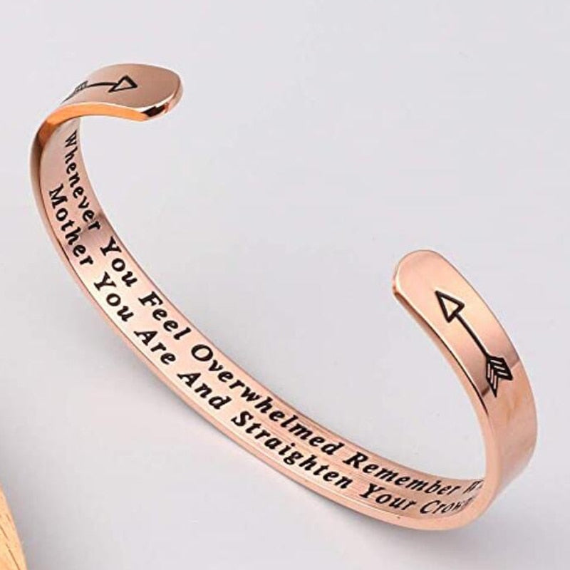 Peris Gems MOTHER Rose Gold Engraved Inspirational Bangle Bracelet | Straighten Your Crown Inspirational Jewelry SHEIN Amazon Temu